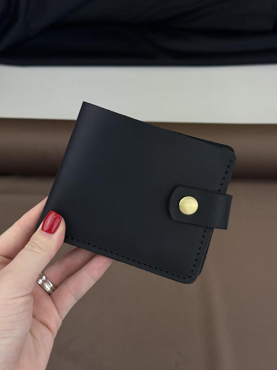 Класичний гаманець із натуральної шкіри SD001 (чорний), фото 1