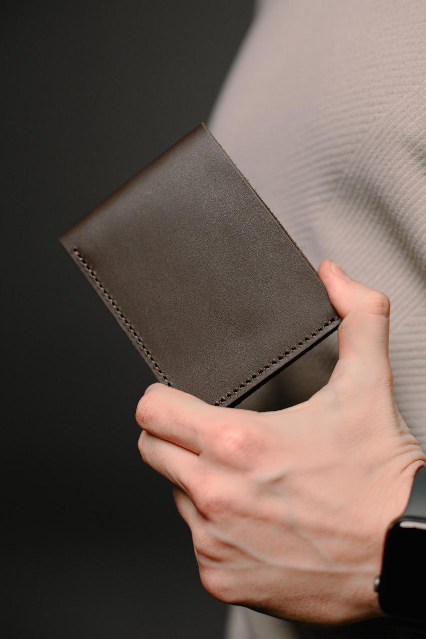 Чоловічий гаманець-біфолд із натуральної гладкої шкіри SR003 (коричневий), фото 1