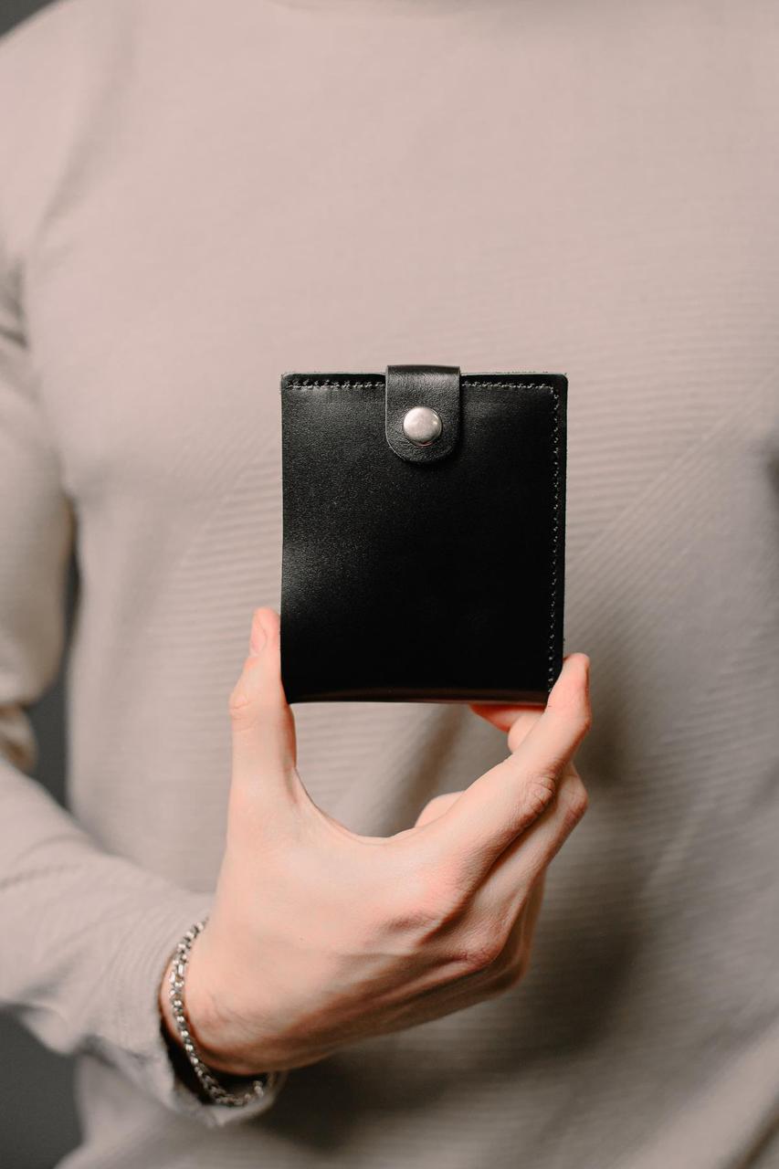 Класичний гаманець із натуральної гладкої шкіри SR002 (чорний), фото 1
