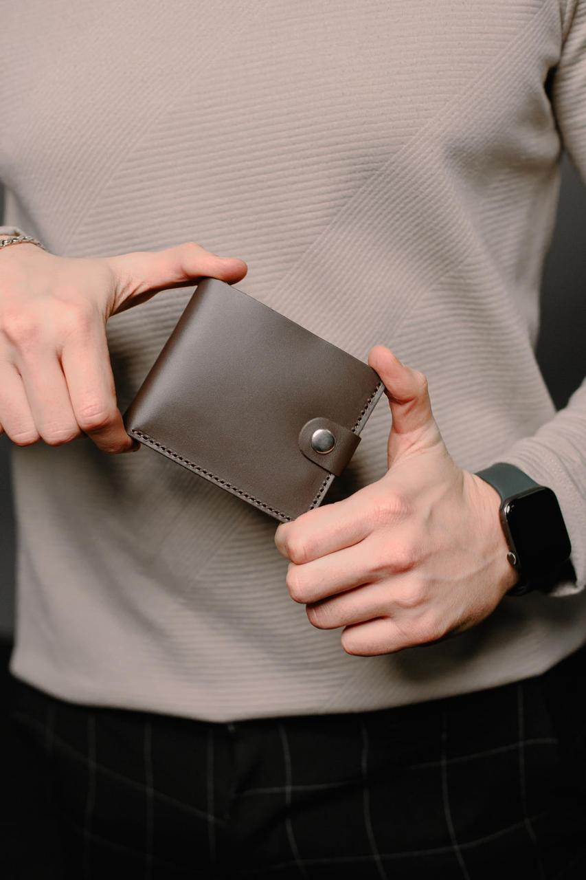 Класичний гаманець із натуральної гладкої шкіри SR001 (коричневий), фото 1