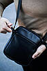 Сумка-мессенджер із натуральної гладкої шкіри, сумка через плече чоловіча (чорна), фото 3