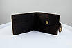 Класичний гаманець із натуральної шкіри Crazy Horse тиснення крокодил SH016 (темно-коричневий), фото 5