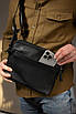 Сумка-мессенджер із натуральної шкіри, сумка через плече чоловіча SKILL Slide (чорна), фото 2