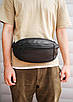 Шкіряна чоловіча бананка, поясна сумка SL003 (чорна), фото 5