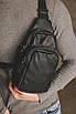 Сумка-слінг шкіряна, чоловіча сумка через плече SL013 (чорна), фото 2