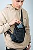 Сумка-слінг шкіряна, чоловіча сумка через плече SL013 (чорна), фото 5