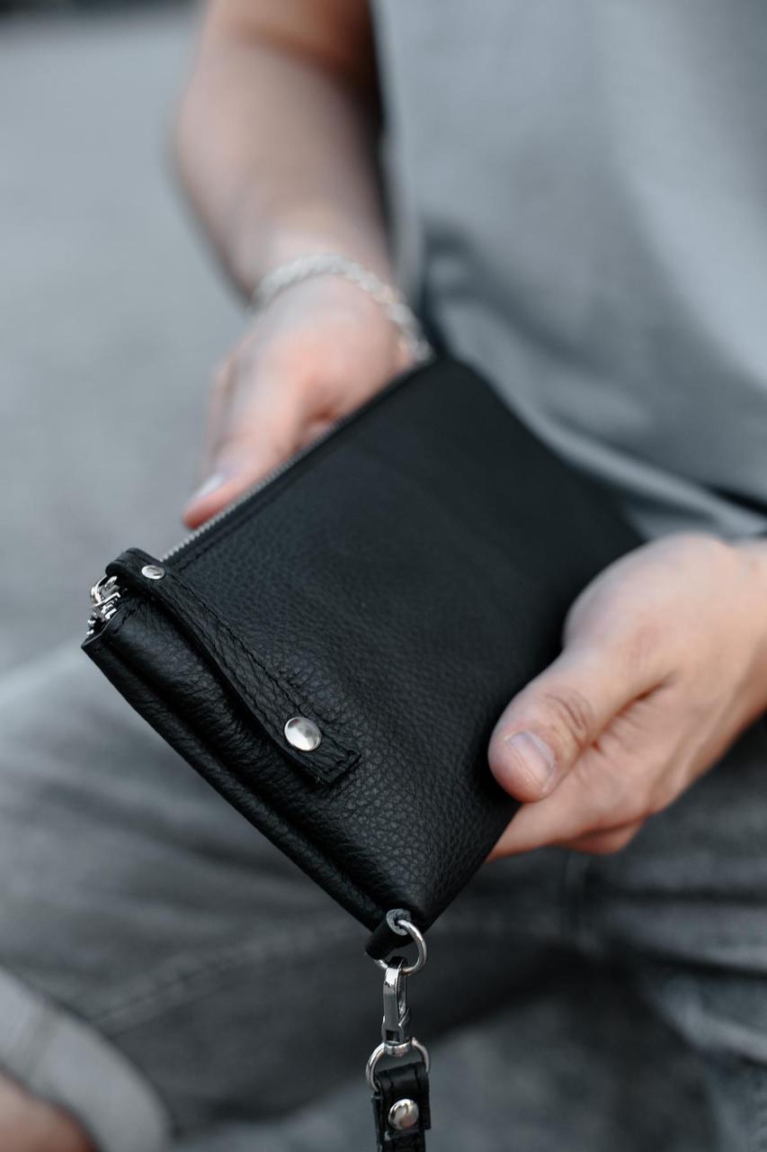 Чоловічий клатч-гаманець із натуральної зернистої шкіри SKILL Trampl (чорний), фото 1