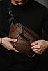 Сумка на пояс чоловіча з натуральної шкіри флотар, коричнева SL035 (коричнева), фото 5