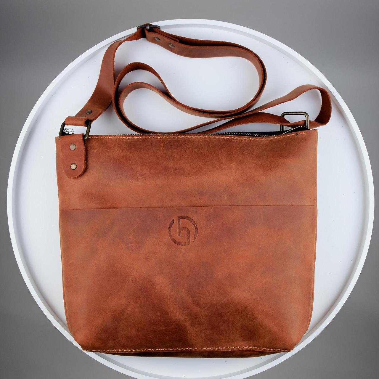 Сумка-месенджер Skill з натуральної шкіри Crazy Horse, через плече (світло-коричневий), фото 1