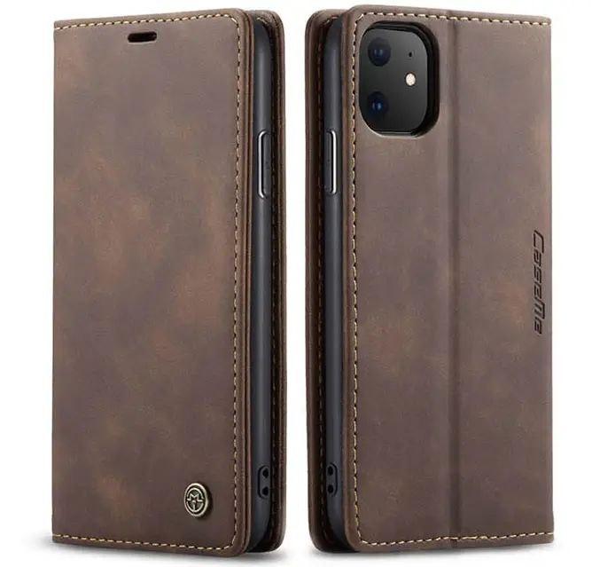 Чохол книжка Caseme з магнітом для iPhone 11 кавовий гаманець