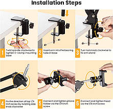 Тримач для телефона, кільцевої лампи, мікрофона та інших аксесуарів / Підставка для гаджетів гнучка, фото 4