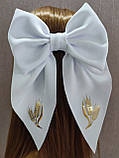 Бант білий шкільний з колосками Бантик в школу перше вересня Шкільні бантики Школьный бант школьная форма, фото 5