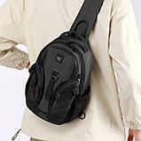 Чоловіча сумка слінг через плече чорного кольору стильна (2021411), фото 4