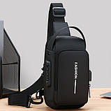 Чоловіча сумка-слінг через плече чорного кольору маленька (206154), фото 3