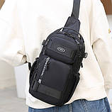 Чоловіча сумка-слінг через плече чорна (2020023), фото 3