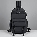 Чоловіча сумка-рюкзак 2 в 1 через плече чорна (203013-1), фото 5