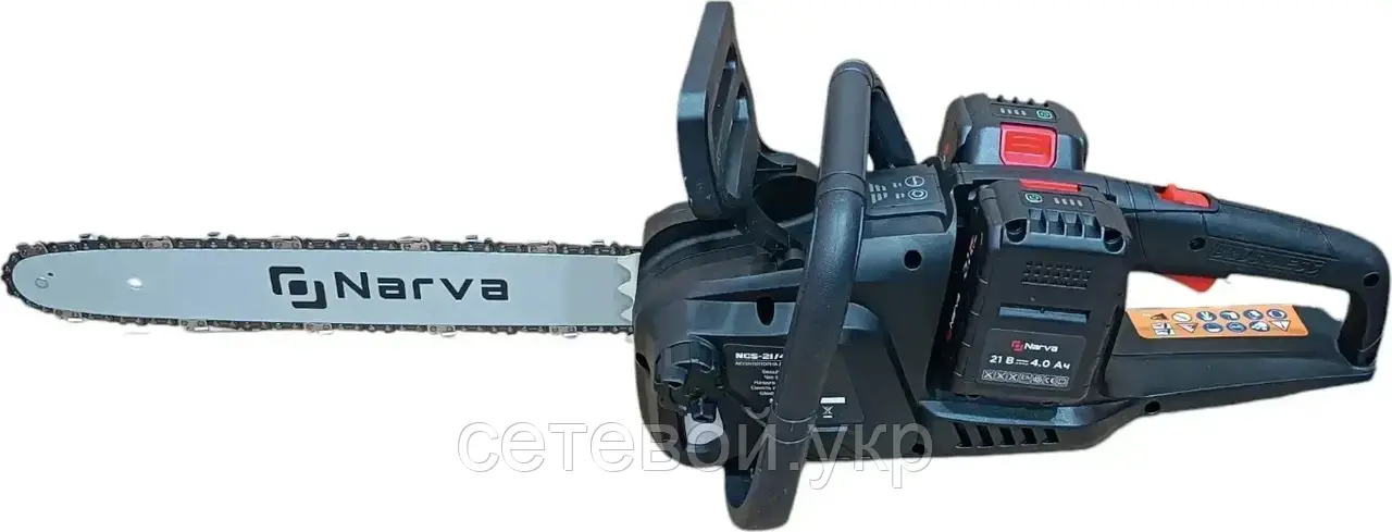 Акумуляторна ланцюгова пила Narva NCS-21/4 PRO BL (безщітковий двигун, 2 акумулятори, подвійне зарядне)