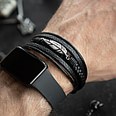 Браслет чоловічий шкіряний NIB SKY SILVER чорний 17-19 см (довжина 21 см), фото 3