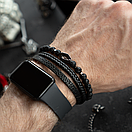 Браслет чоловічий шкіряний ETERNITY чорний 17-19 см (довжина 21 см), фото 2