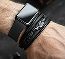 Браслет чоловічий шкіряний NIB SKY чорний 17-19 см (довжина 21 см), фото 5