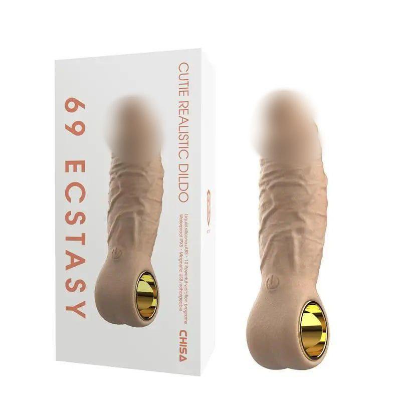 Фалоімітатор реалістичний Chisa Cutie 69 ECSTASY з тримачем у вигляді кільця, 10 вібро-режимів 18+, фото 1