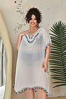 Ідеальна жіноча туніка для пляжного відпочинку, підходить на розміри L-5XL білого кольору для моря