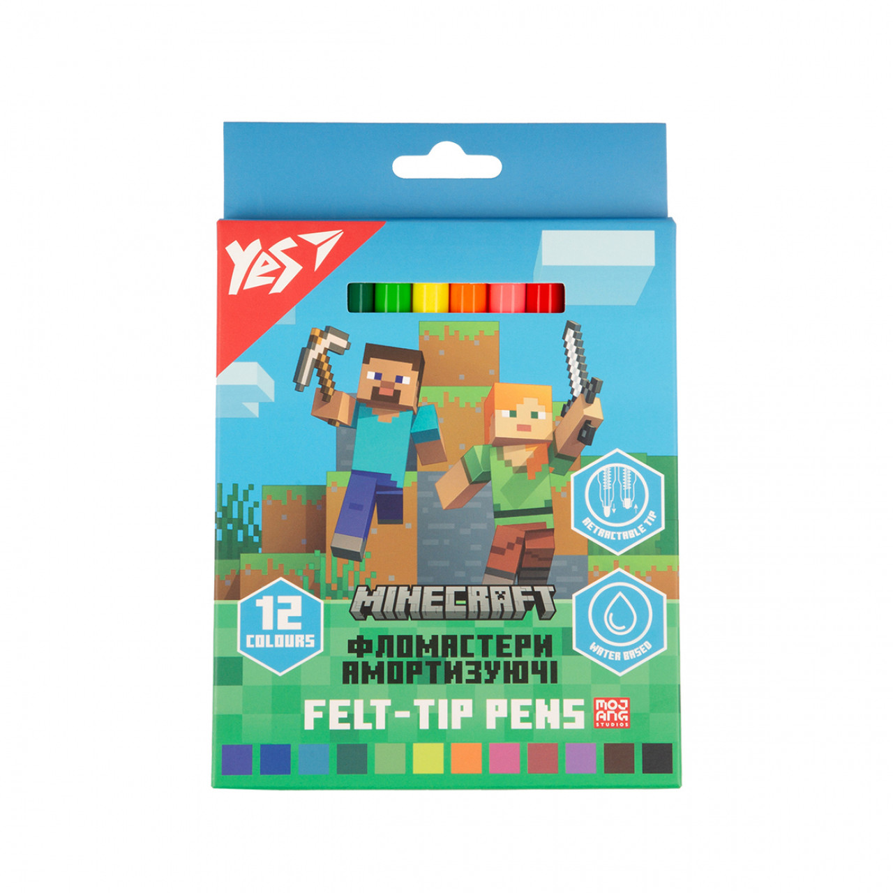 Фломастери Yes 12 кольорів Minecraft, фото 1