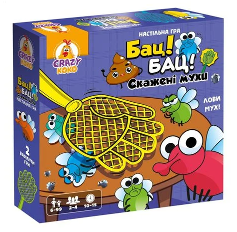 Гра настільна Vladi Toys розважальна. Бац! Бац! Скажені мухи
