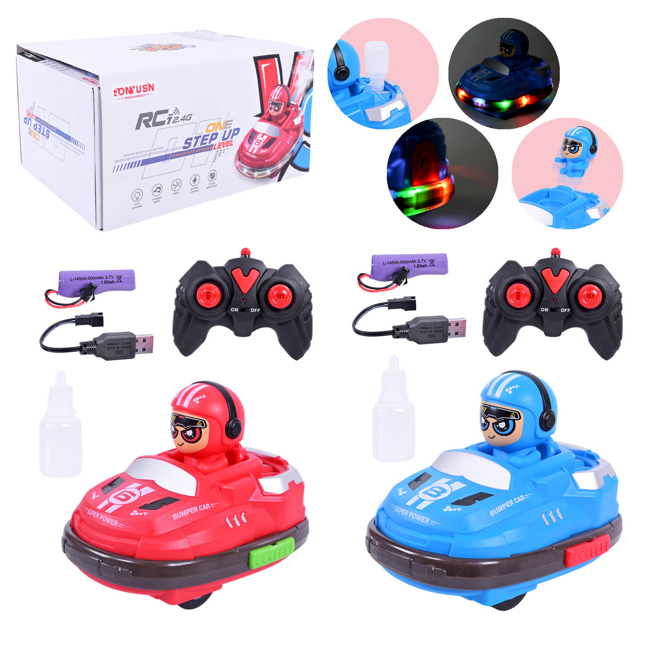 Іграшковий набір р/к арт 6670 (24шт) акум, 2 машини з фігурками, 2 кольори,при зіткненні вилітають фігурки,