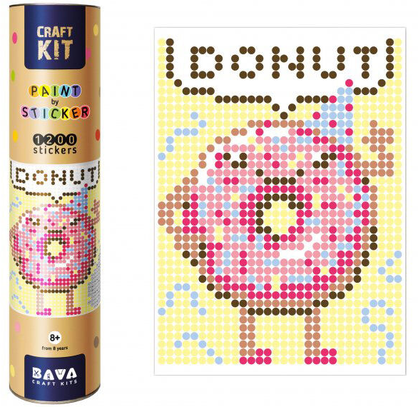 Картина по номерам з наліпками в коробці "Пончик", 33х48см, 1200 стікерів.