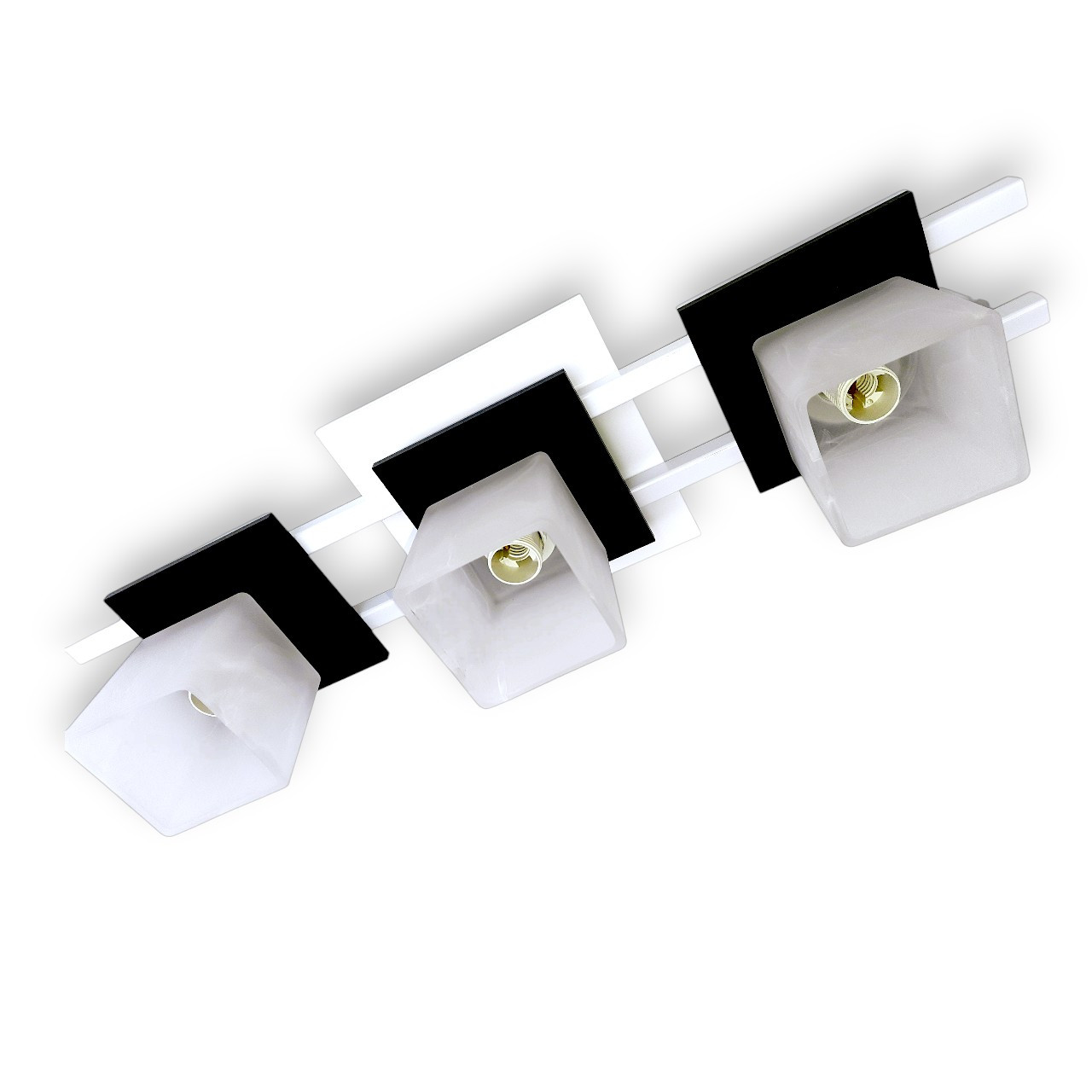 Люстра стельова на 3 плафони для кухні, спальні, дитячої, коридору Данко/3 біло-чорна