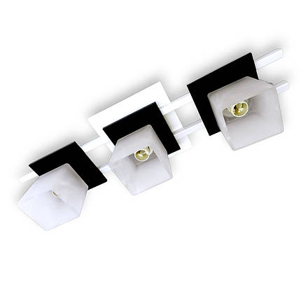 Люстра стельова на 3 плафони для кухні, спальні, дитячої, коридору Данко/3 біло-чорна, фото 1