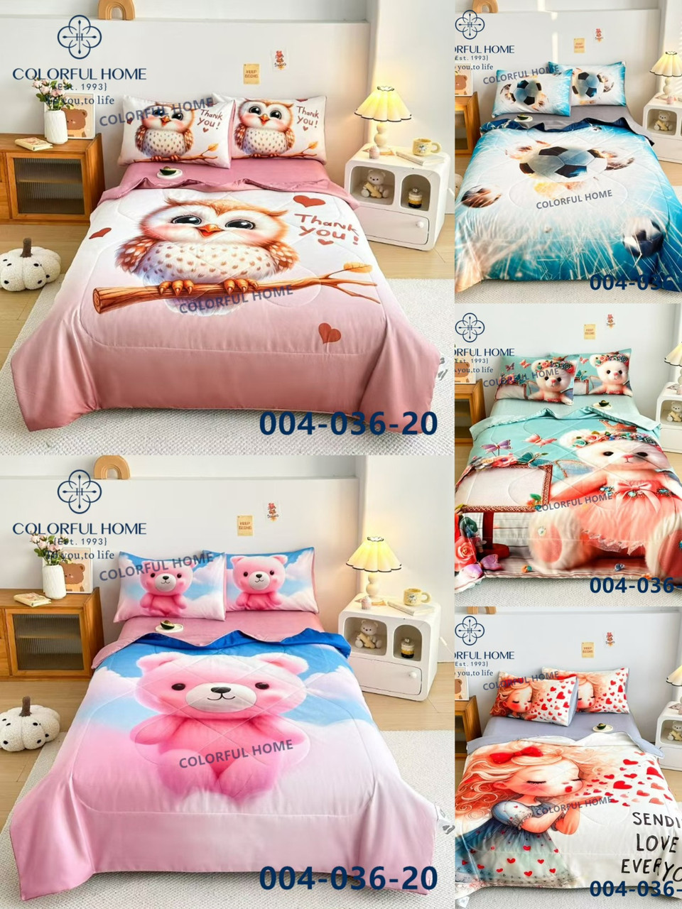 Постільна полуторна білизна з дитячими малюнками та літнім одеялом, фото 1