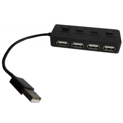 Концентратор Lapara LA-SLED4 black 4 x USB 2.0 вімкач на до, фото 1