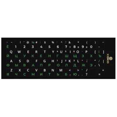 Наклейка на клавіатуру XoKo 48 keys UA/rus green Latin whit, фото 1