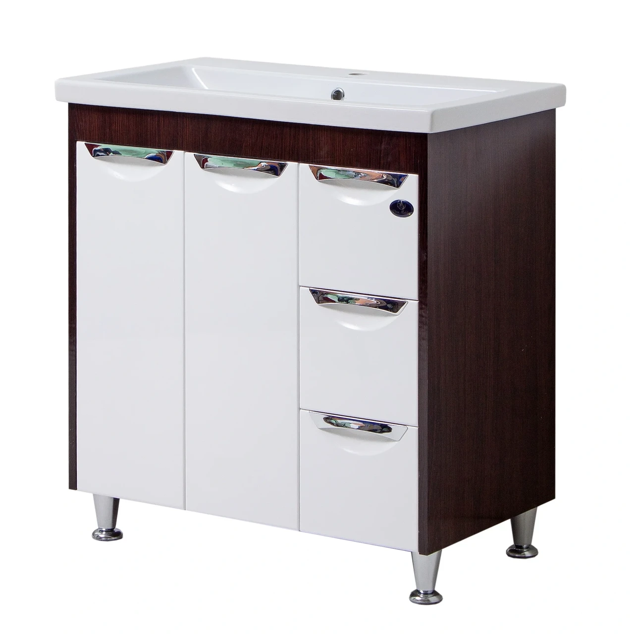 Тумба з умивальником "Венге".шт.камінь Глорія 80 з 3 шух-ми,2 дв,вр.р, фото 1