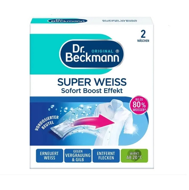 Відбілювач для речей Dr.Beckmann Super Weiss 2 х 40 г, фото 1
