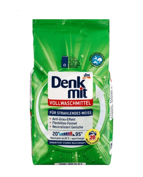 Порошок для прання білої білизни Denk Mit Vollwaschmittel 1.35кг 20 прань, фото 1