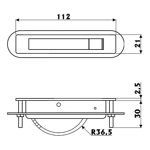 Ручка люка потайна Deluxe XL Osculati 112 мм нержавіюча сталь AISI 316 автоматичне виїмання антивібраційний механізм