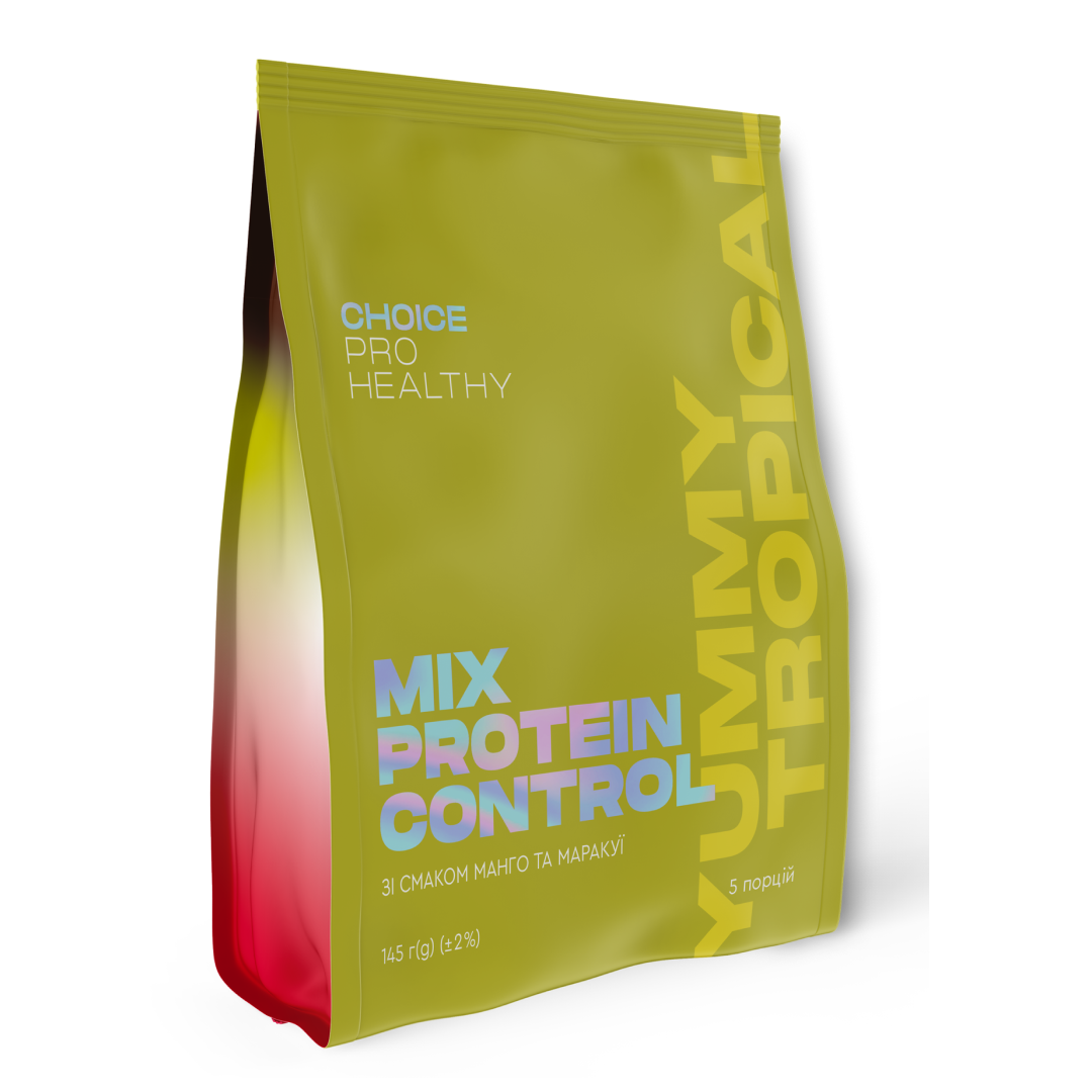 Протеїновий коктейль зі смаком манго та маракуї для зменшення ваги Mix Protein Control Yummy Tropical PRO HEALTHY CHOICE (145 г)