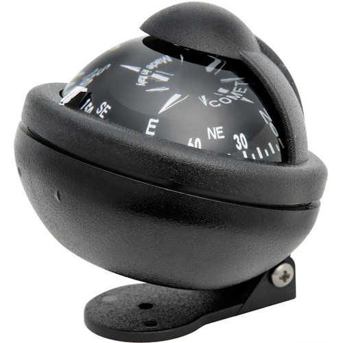 Компас Riviera Comet 48 мм чорний на кронштейні з антивідблисковим ковпаком для яхт і суден