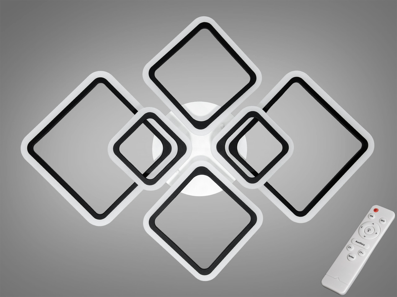 LED люстра смарт світильник з ІЧ пультом та диммером, 110W, чорний, фото 1