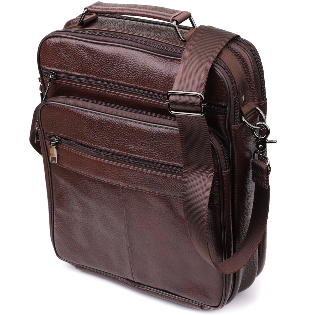 Сумка чоловіча з ручкою для перенесення в руці з натуральної шкіри Vintage 23030 Коричневий, фото 1