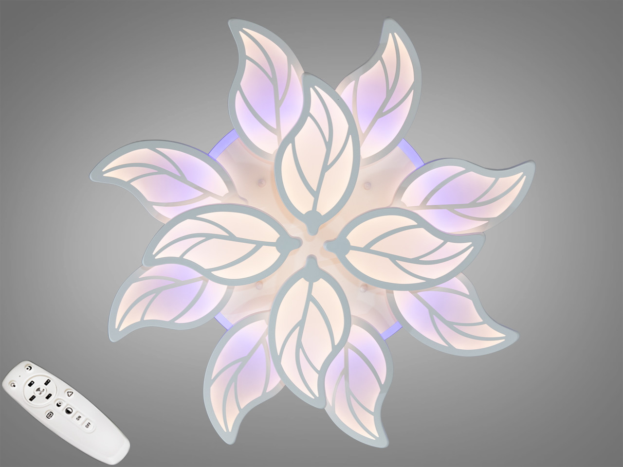 Світлодіодна люстра з кольоровою підсвіткою 8028/8+4WH LED 3color dimmer, фото 1