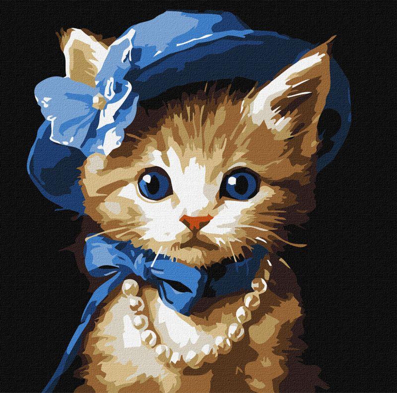 Картина за номерами обкладинка Котик в капелюсі 30х30 см Happy pets