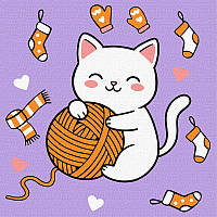 Картина за номерами обкладинка Котик і клубочок картина 3 25х25 см