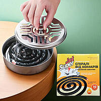 Спирали от комаров Jet Super 10шт + металлическая подставка (Репеллент от комаров без дыма и запаха)