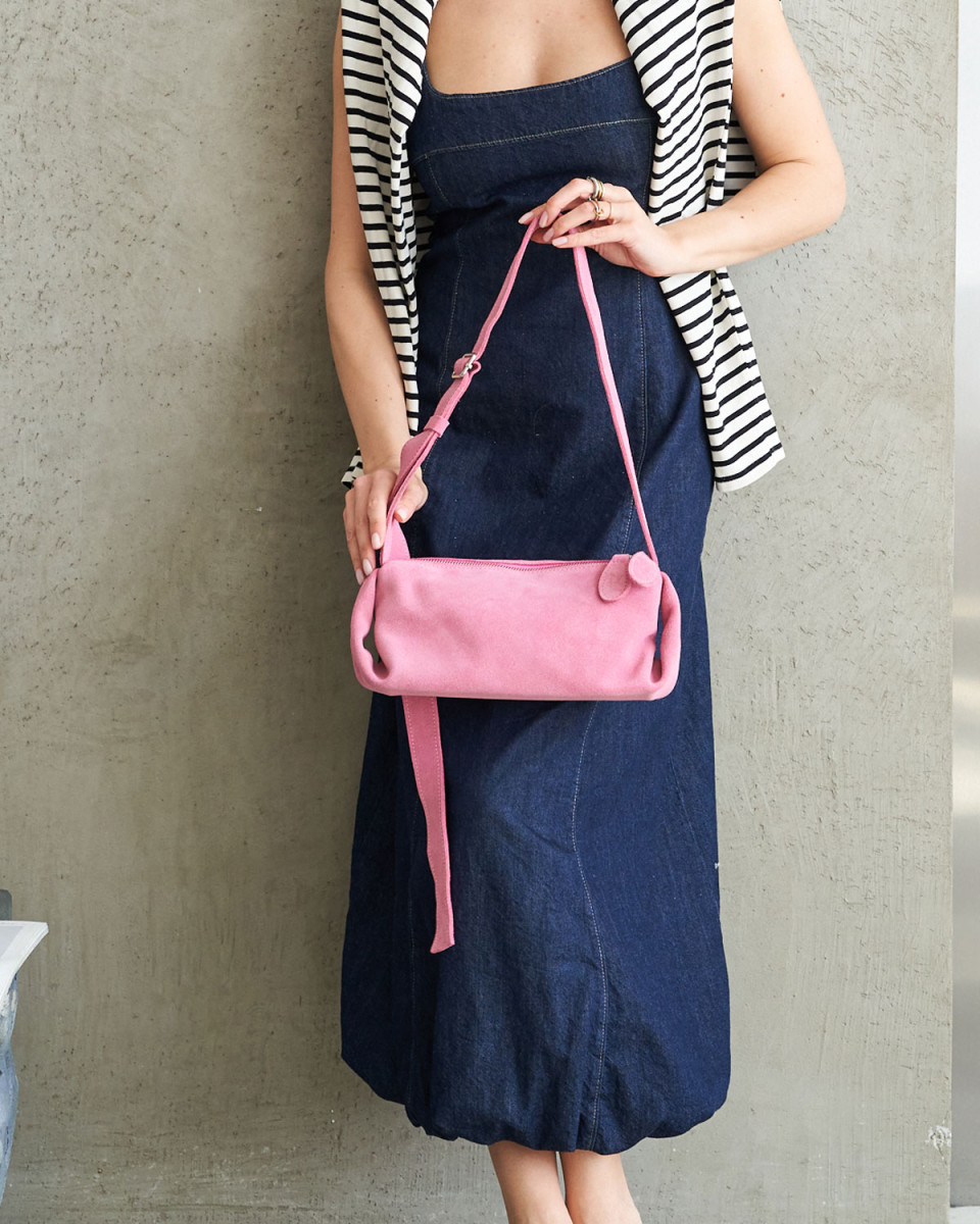 Шкіряна замшева жіноча сумка «Мей» рожева 5082878