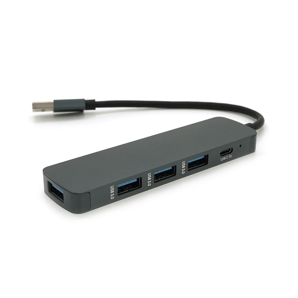 Хаб USB 3.0 алюмінієвий, 4 порту, 20 см, заряд до 900mAh, підтримка до 2TB, Пакет