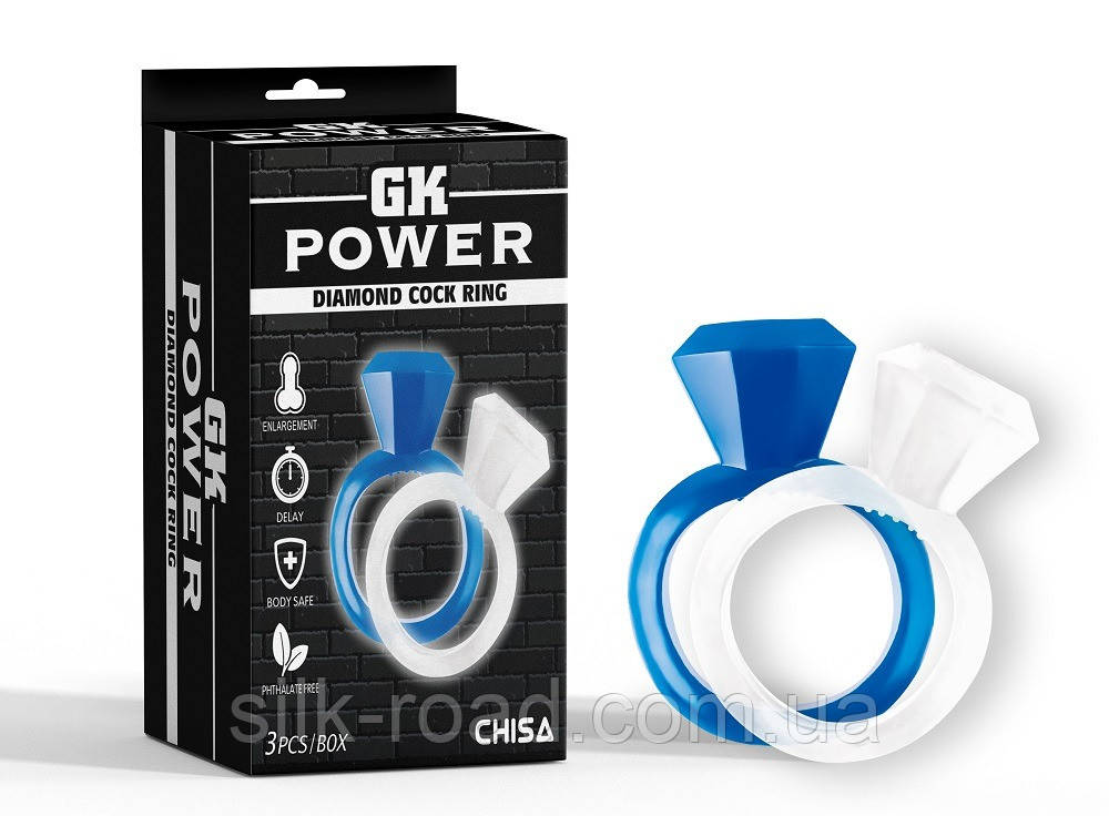 Набір ерекційних кілець Chisa GK Power Diamond Cock Ring у вигляді кілець з діамантами, 2 шт.